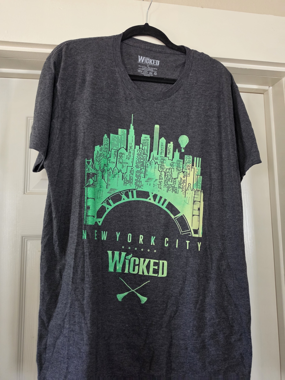 Wicked New York City Graphic Tee - Dark Gray with Green Print